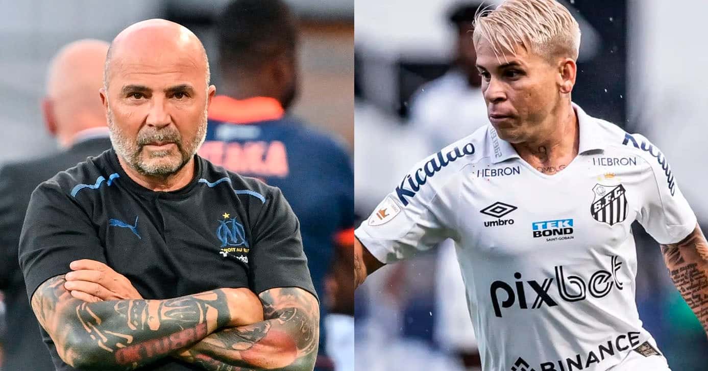 Sampaoli e Soteldo - Santos (Foto: Reprodução)