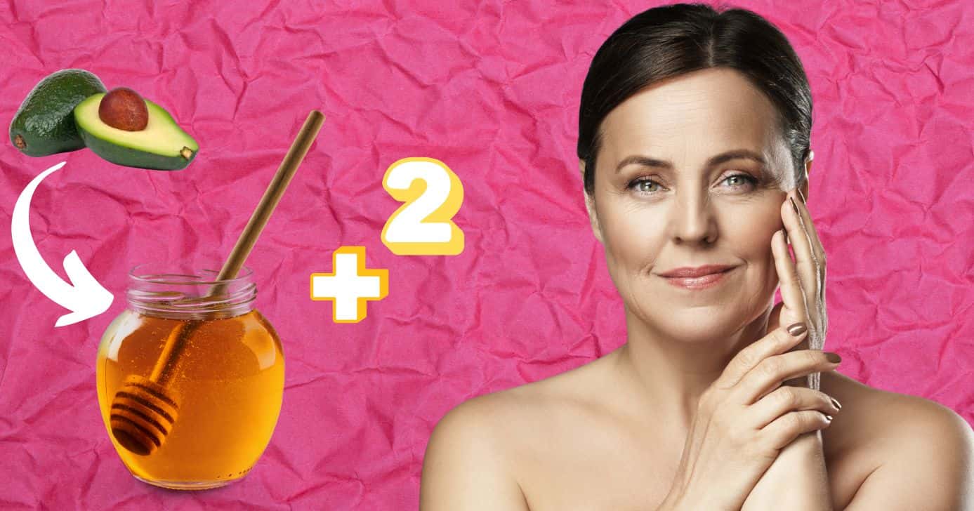 Abacate, mel e mulher sem linhas de expressão (Foto: Reprodução / Canva / Montagem TV Foco)