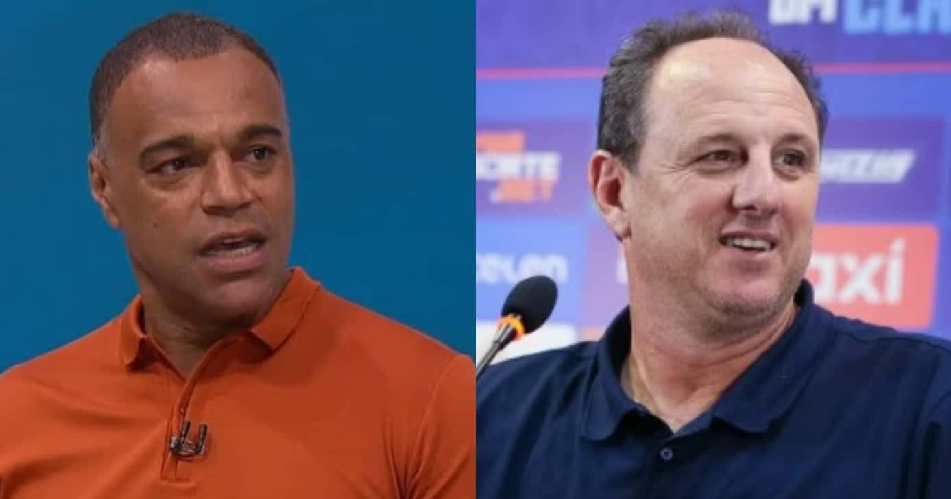 Denílson para Globo com saída exigida de Rogério Ceni no Bahia (Foto: Reprodução/Montagem TV Foco)