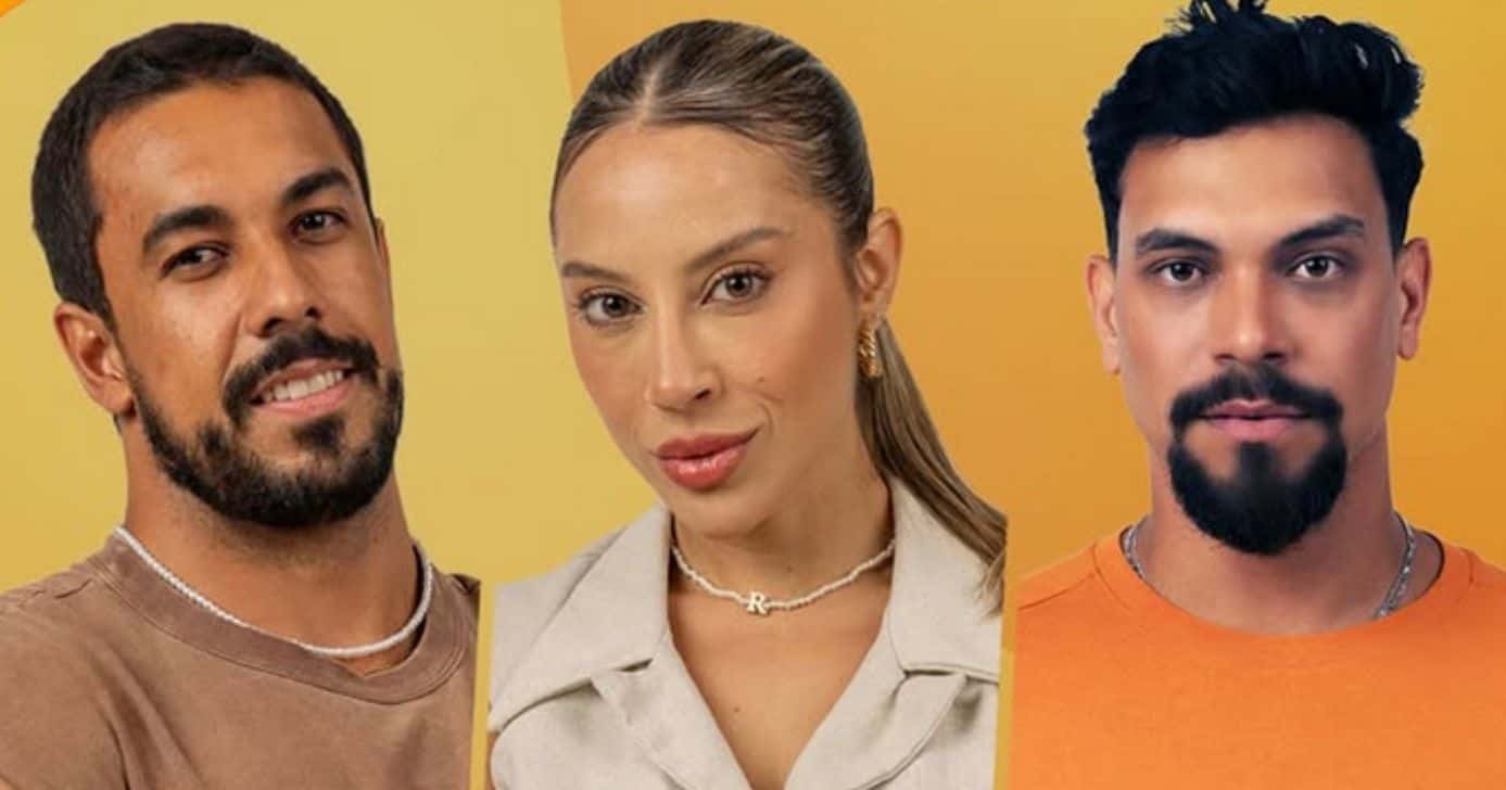 Maike, Renata e Vinícius no paredão do BBB25 (Foto: Reprodução / Globo / Montagem TV Foco)