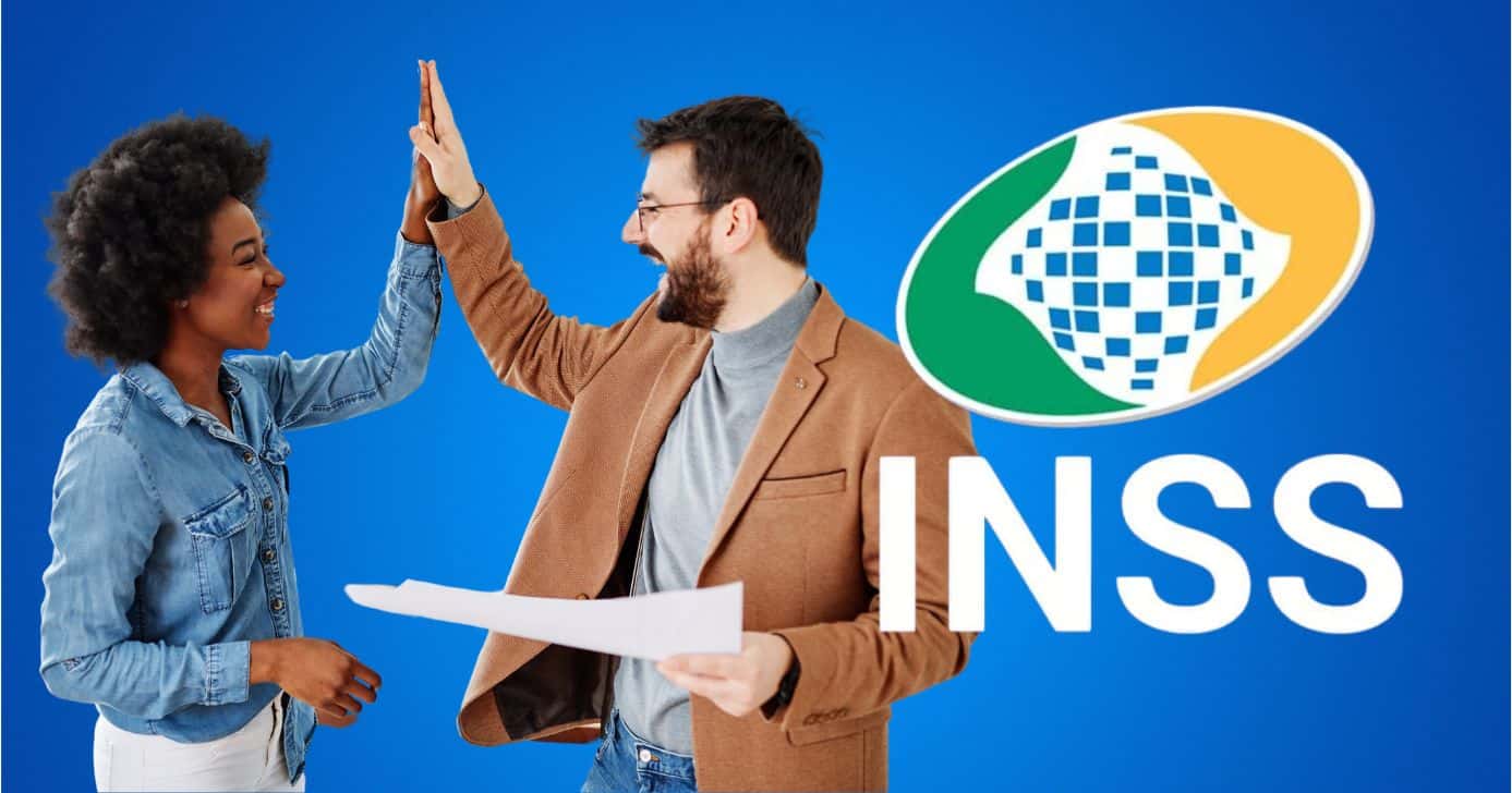 Ilustração trabalhadores e logo do INSS (Fotos: Reproduções / Canva / Internet)