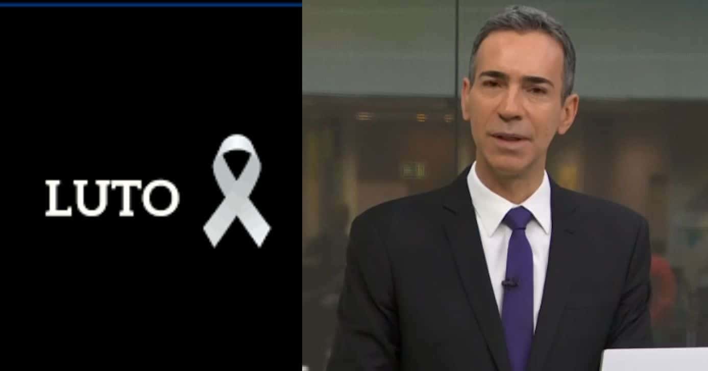 Imagem de luto e César Tralli no Jornal Hoje (Fotos: Reproduções / Canva / Globo)