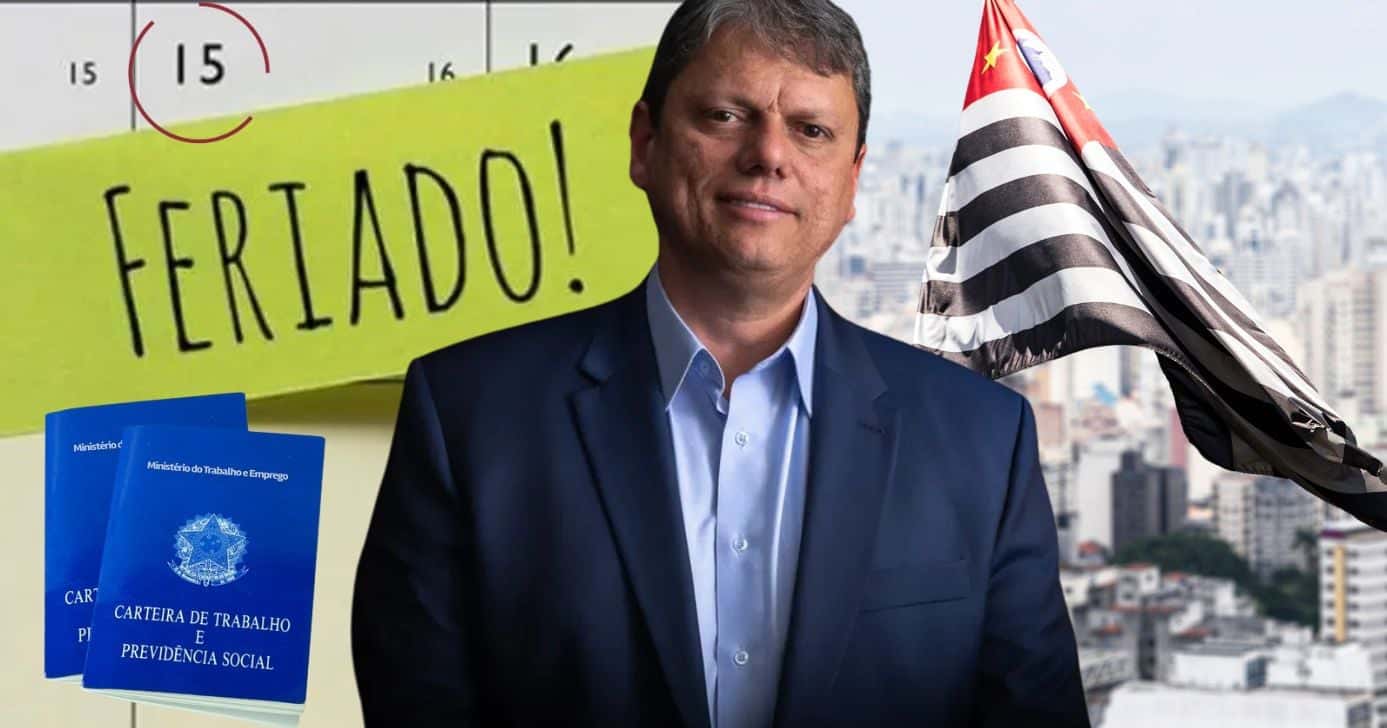 Tarcísio de Freitas, CLTs e feriado em SP (Foto: Reprodução / Canva / Montagem TV Foco)