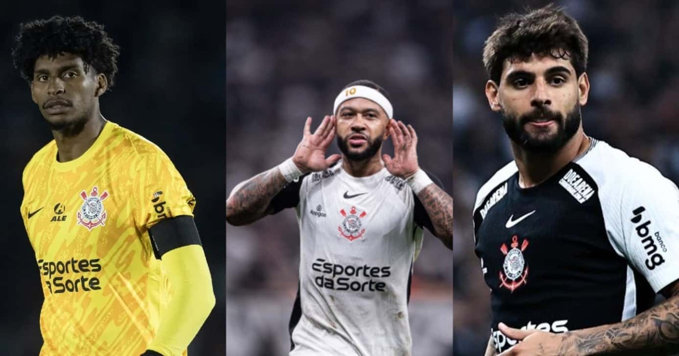 Hugo Souza, Depay e Yuri Alberto são estrelas do Corinthians - Foto: Montagem