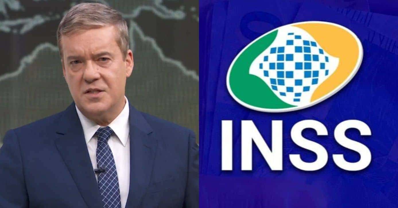 Roberto Kovalick e logo do INSS (Fotos: Reproduções / Globo / Internet)