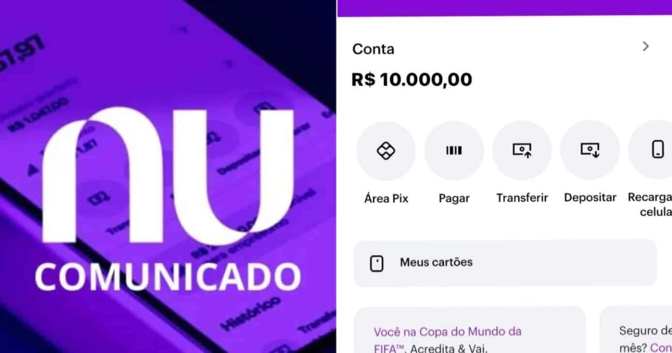 Clientes do Nubank de Recife (PE) devem ler aviso sobre saque de R$10 mil - Foto: Montagem