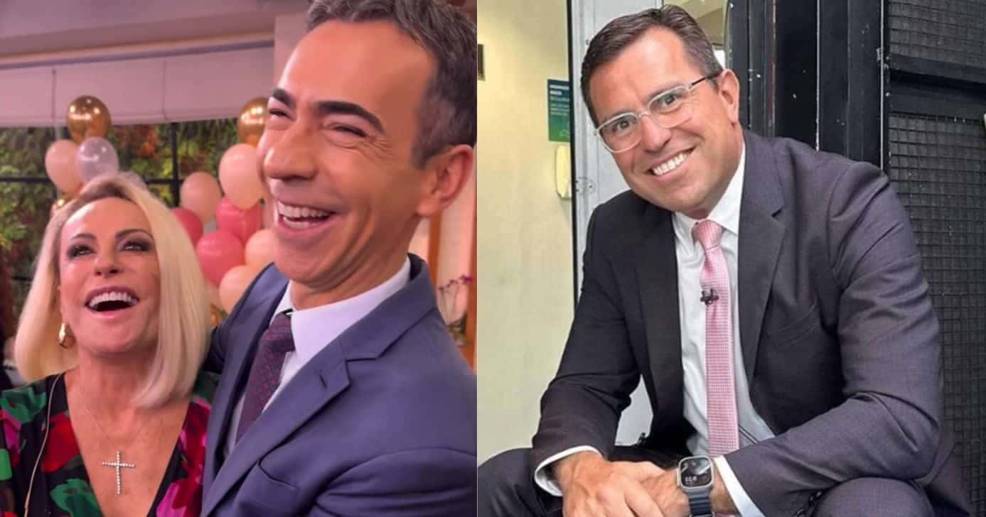 Ana Maria e César Tralli no Mais Você, e Rodrigo Bocardi (Fotos: Reproduções / Globo / Instagram)
