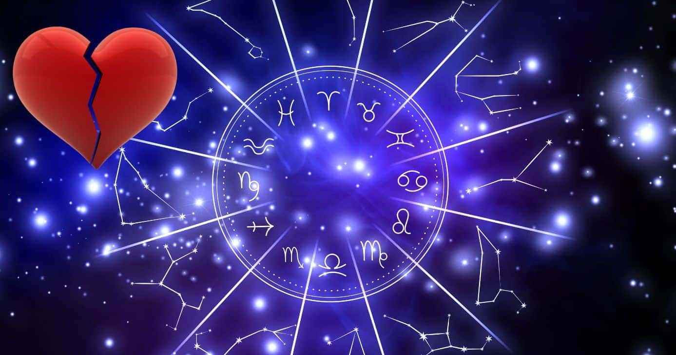 ilustração coração partido e signos (Fotos: Canva)