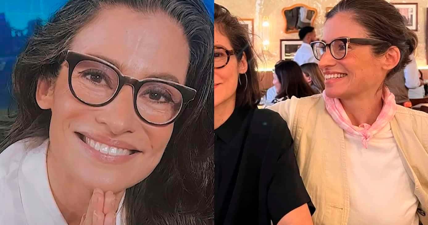 Renata Vasconcellos com sua irmã gêmea (Foto: Reprodução)