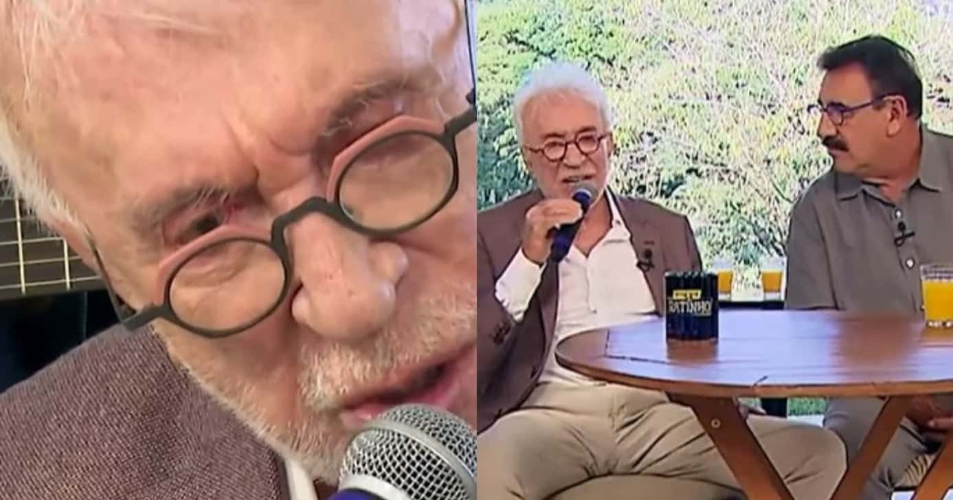 Moacyr Franco chora ao vivo ao expor situação a Ratinho (Foto: Reprodução/Montagem TV Foco)