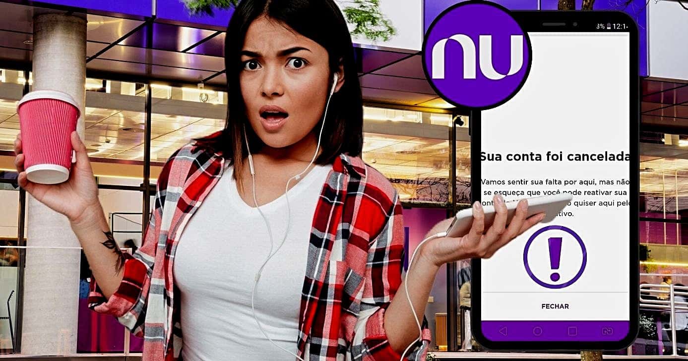 Veja o que causa o cancelamento das contas Nubank (Foto Reprodução/Montagem/Lennita/Tv Foco/Canva/Nubank)