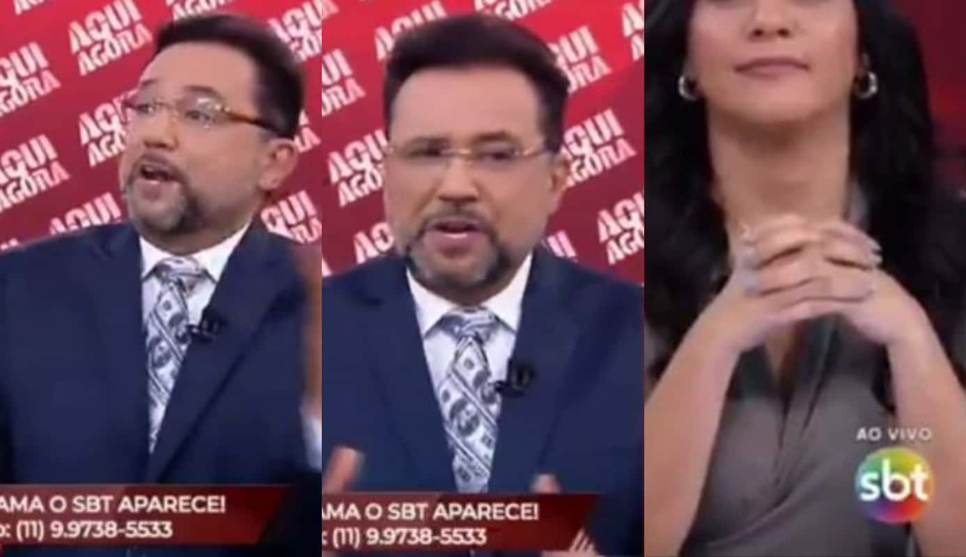 Geraldo Luís faz apresentadora do SBT expor desconforto: Sai fora (Foto: Reprodução/Montagem TV Foco)