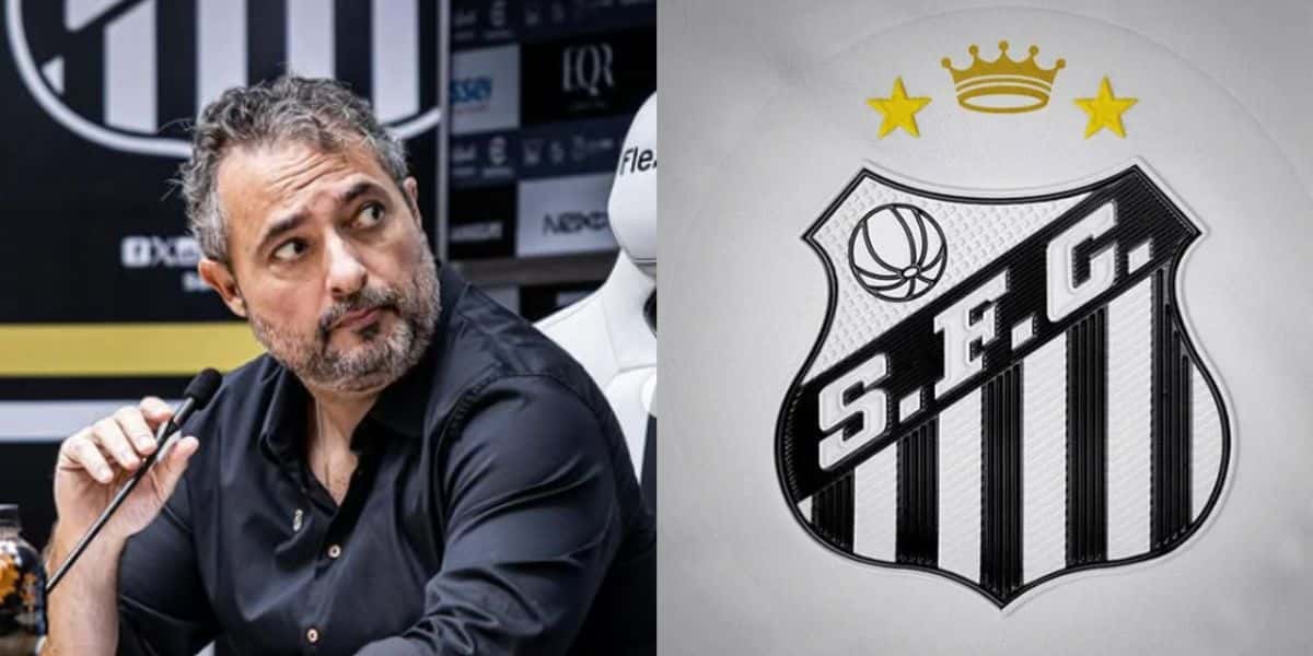 Alexandre Mattos / Logo do Santos (Reprodução: Instagram)