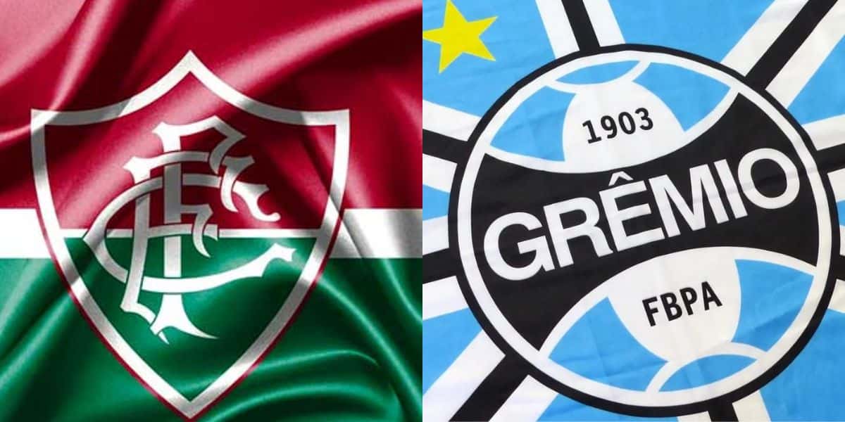 Escudos do Fluminense e Grêmio (Reprodução: Montagem TV Foco)