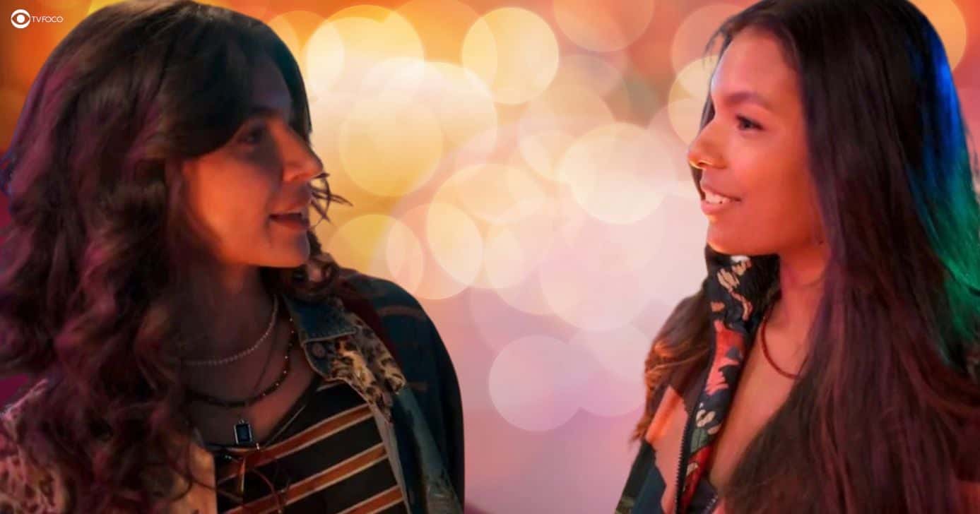 Lorena (Alanis Guillen) e Maggye (Mell Muzzillo) em Três Graças (Foto: Reprodução / Globo / Montagem TV Foco)