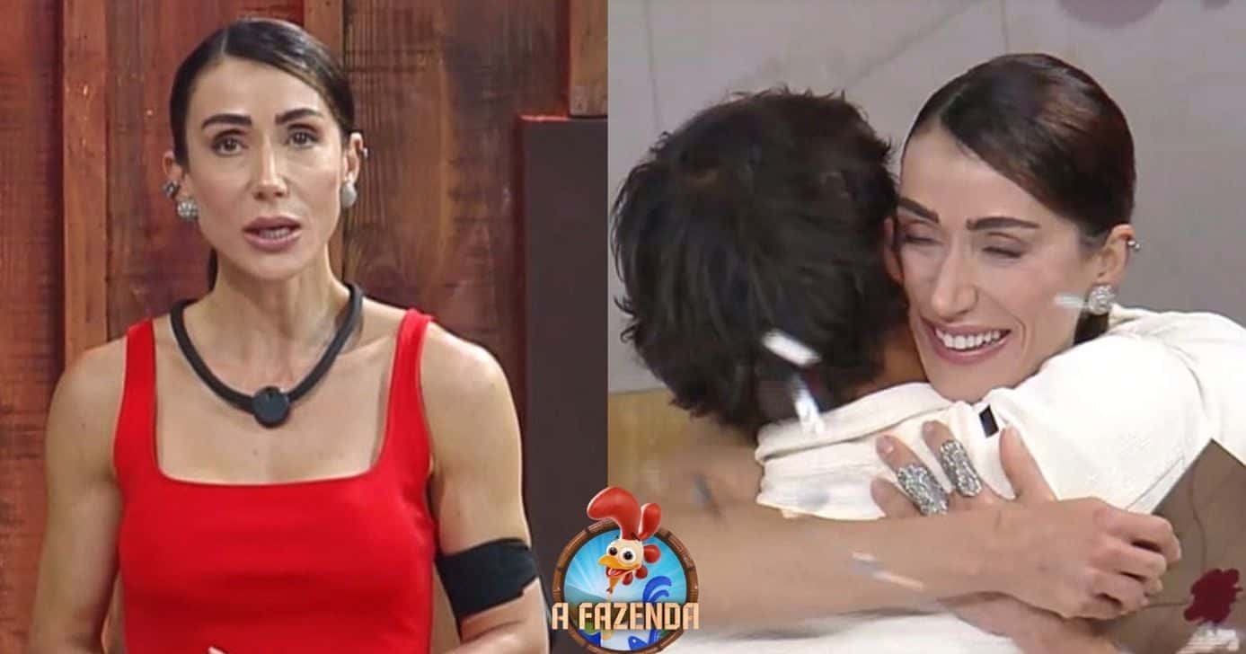 Michelle Barros e Shia em A Fazenda 17 (Foto: Reprodução / Record Plus / Montagem TV Foco)