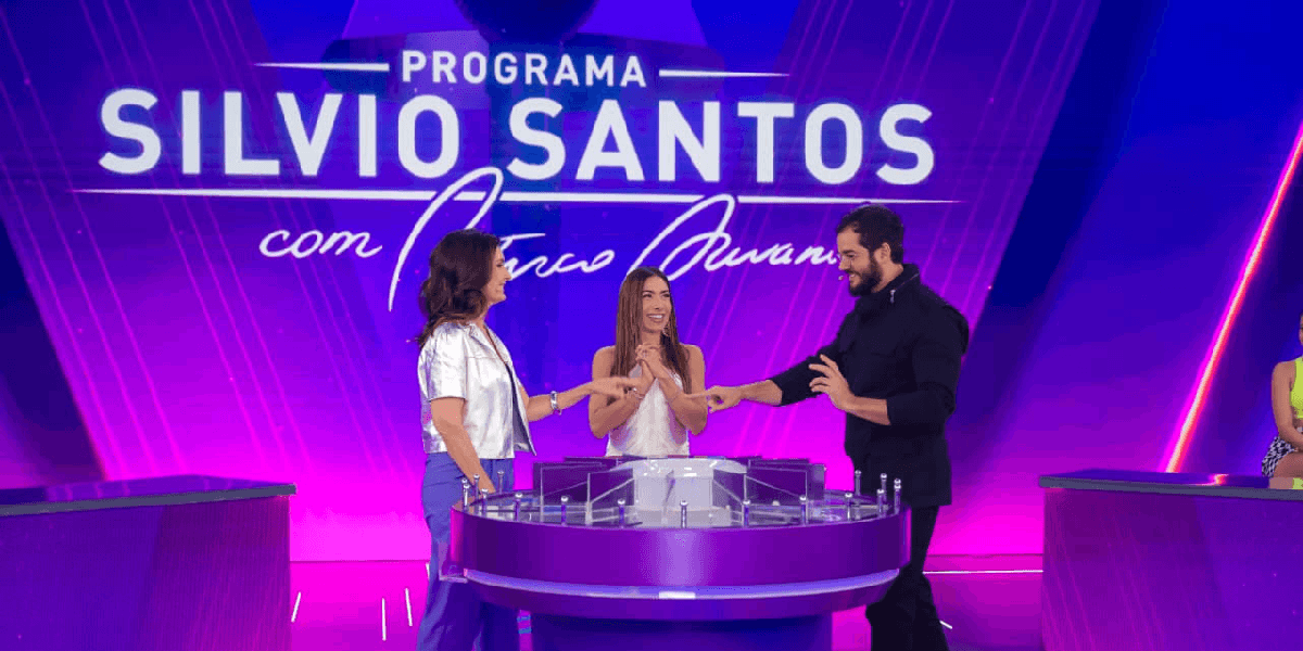 Patricia Abravanel recebe o casal Fátima Bernardes e Túlio Gadêlha (Créditos: Gabriel Cardoso/ SBT)
