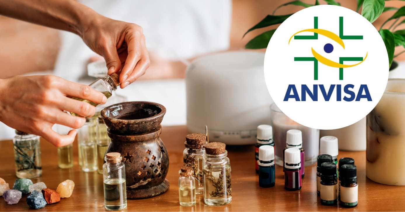 Ilustração óleos e logo Anvisa (Fotos: Reproduções / Canva / Internet)
