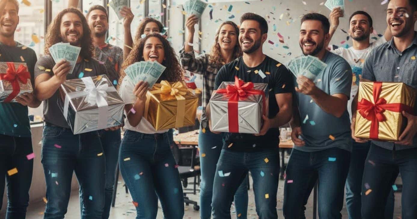 Ilustração trabalhadores com gratificações (Foto: Montagem TV Foco / GMN)