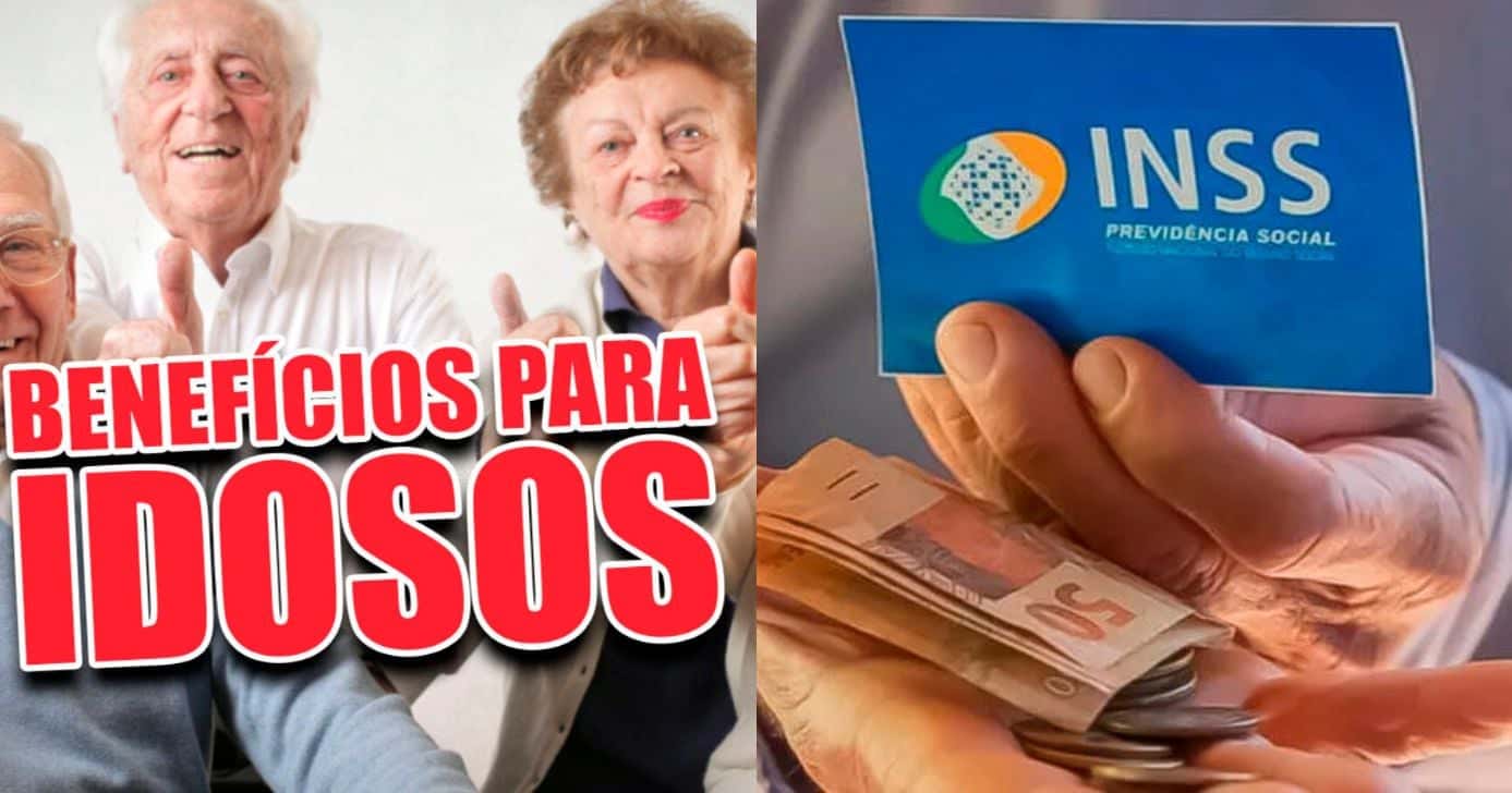 5 benefícios garantidos por lei a idosos 60+ além da aposentadoria do INSS - Foto: Montagem