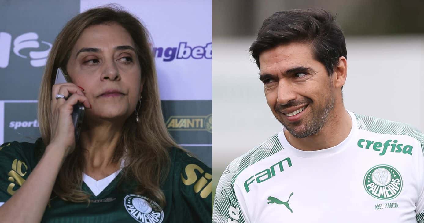 Leila Pereira e Abel Ferreira no Palmeiras (Foto Reprodução/Montagem/TV Foco/Ettore Chiereguini/Agif - Agência De Fotografia/Estadão Conteúdo/Twitter)