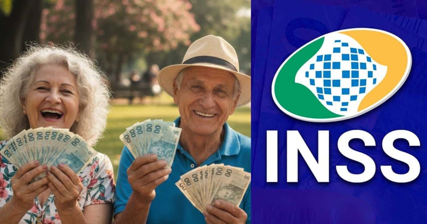 Idosos e logo do INSS (Foto: Montagem TV Foco / GMN / Internet)