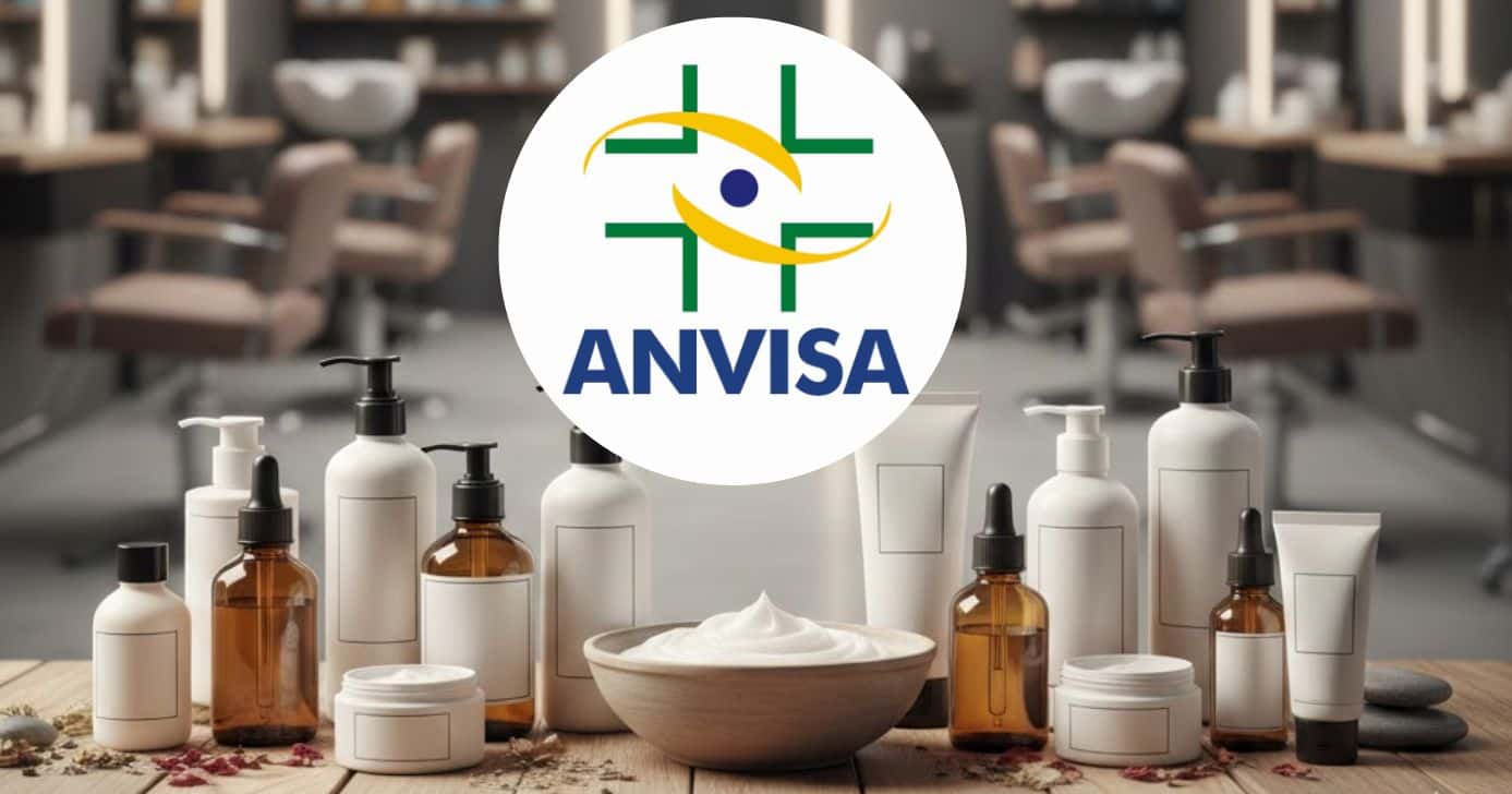 Ilustração produtos de beleza e logo Anvisa (Foto: Montagem TV Foco / GMN / Internet)