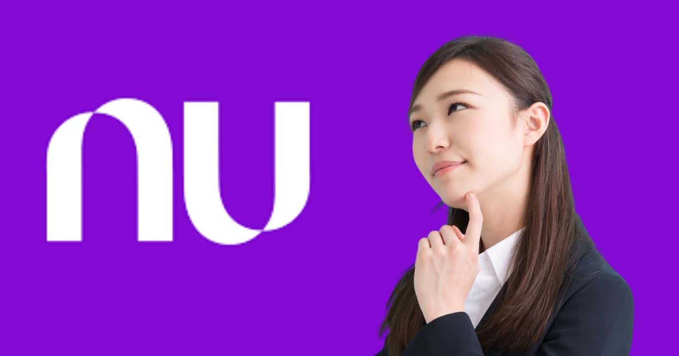 Logo Nubank e mulher pensando (Foto: Reproduções / Internet / Canva)