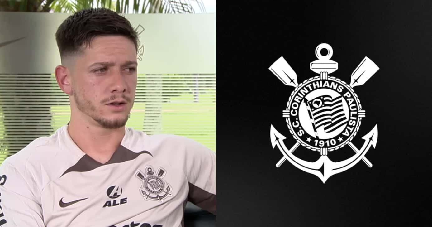 Rodrigo Garro e escudo do Corinthians (Foto; Reprodução/ ESPN Brasil - YouTube/ Internet)