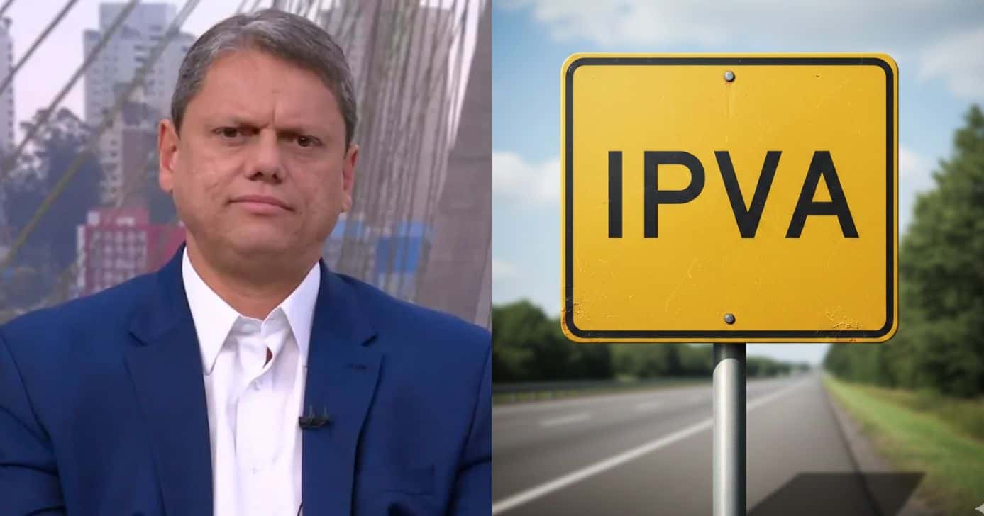 Tarcísio de Freitas e ilustração IPVA (Fotos: Montagem TV Foco / Globo / GMN)