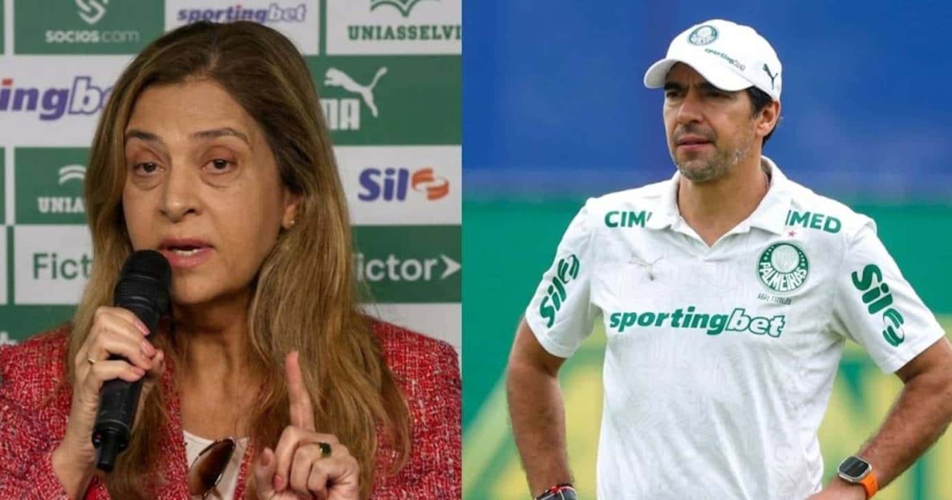 Leila Pereira e Abel Ferreira no Palmeiras (Foto: Montagem/TV Foco)
