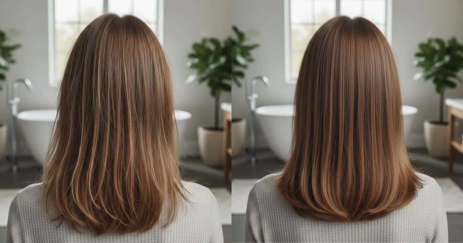 Ilustração antes e depois de cabelo ressecado (Foto: Montagem TV Foco / GMN)