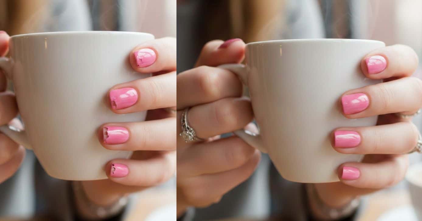 Antes e depois de unhas lascadas (Foto: Montagem TV Foco / GMN)