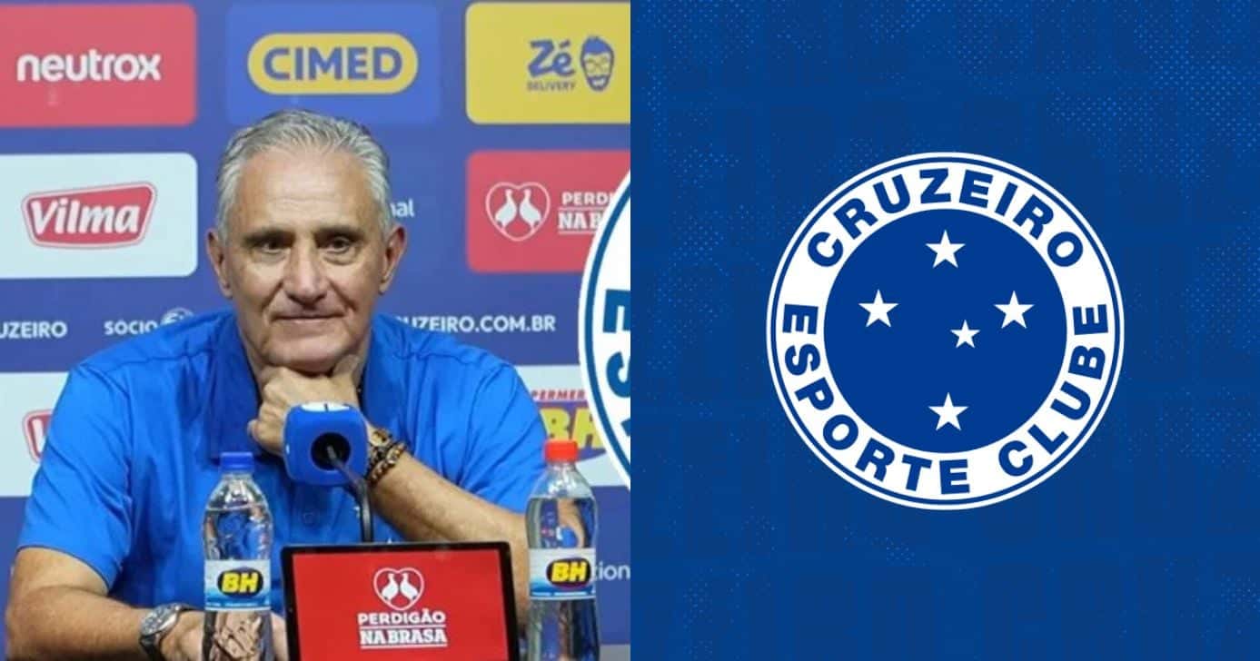 Escudo do Cruzeiro e Tite (Foto: Montagem/TV FOCO/YouTube/ Cruzeiro TV)