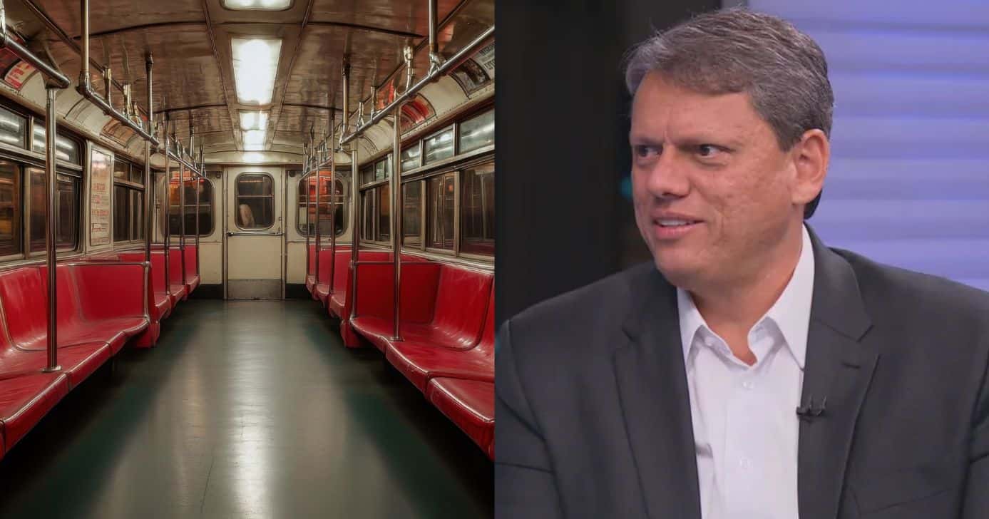 Ilustração metrô e Tarcísio de Freitas (Fotos: Reproduções / Canva / Globo)