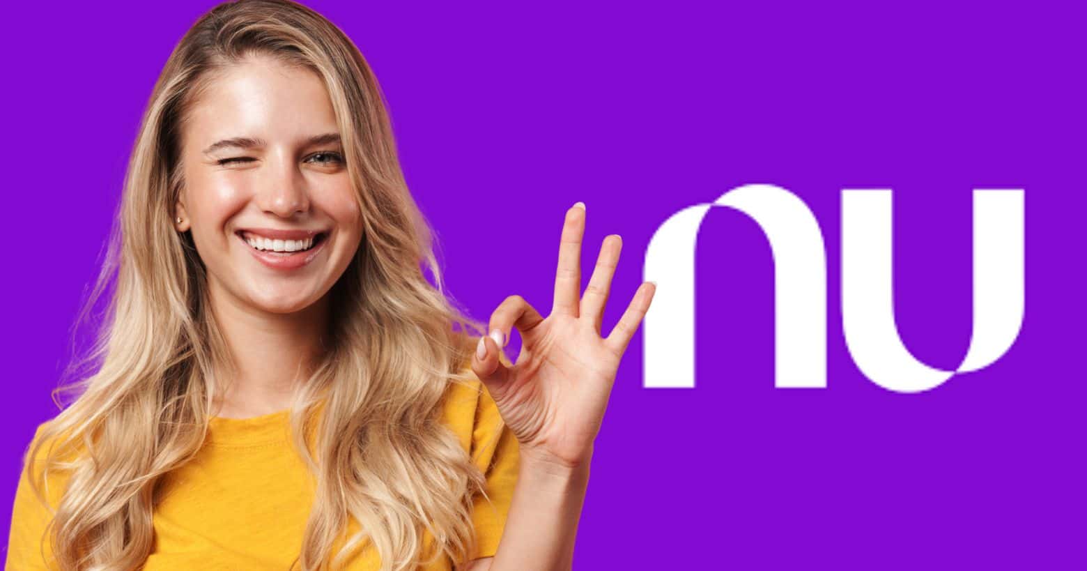 Mulher e logo Nubank (Fotos: Reproduções / Canva / Nubank)