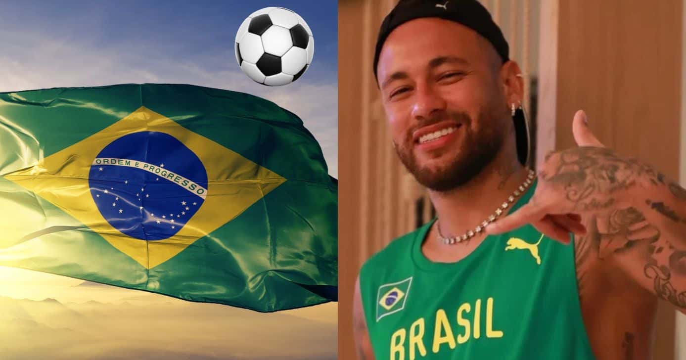 Bandeira do Brasil e Neymar (Foto: Reprodução / Canva / Instagram)