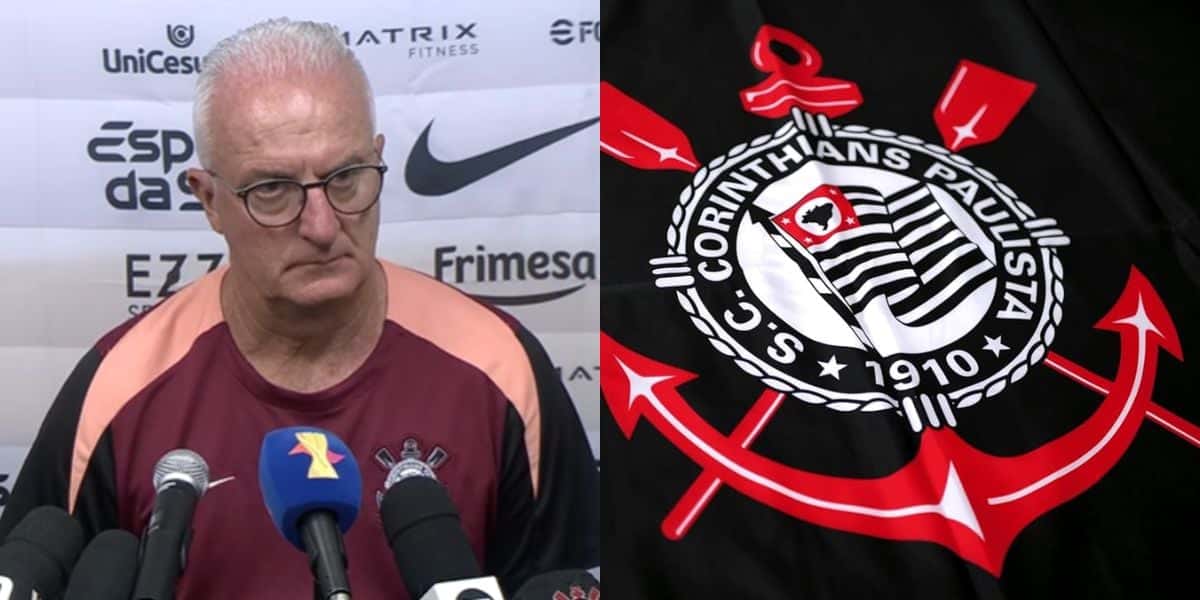 Dorival Jr ao lado do escudo do Corinthians (Reprodução: Youtube)