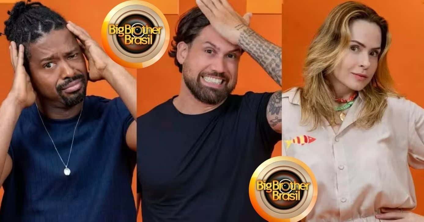 Leandro, Brigido e Ana Paula estão no paredão do BBB26 (Foto: Reprodução / Globo)