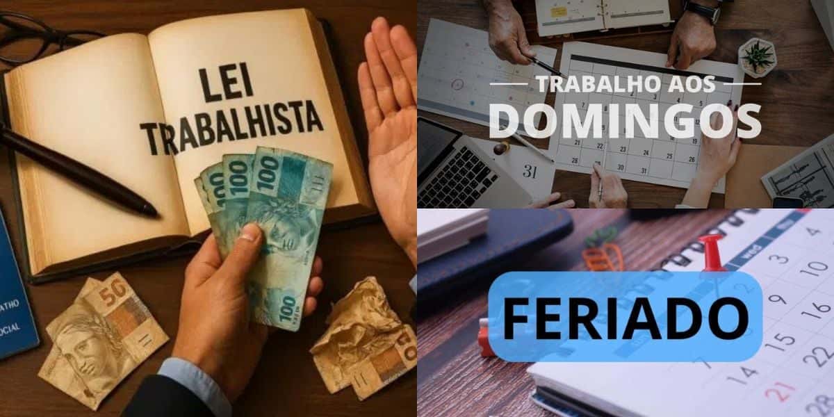 Lei trabalhista com mudanças de trabalho aos domingos e feriados (Reprodução: Montagem TV Foco)