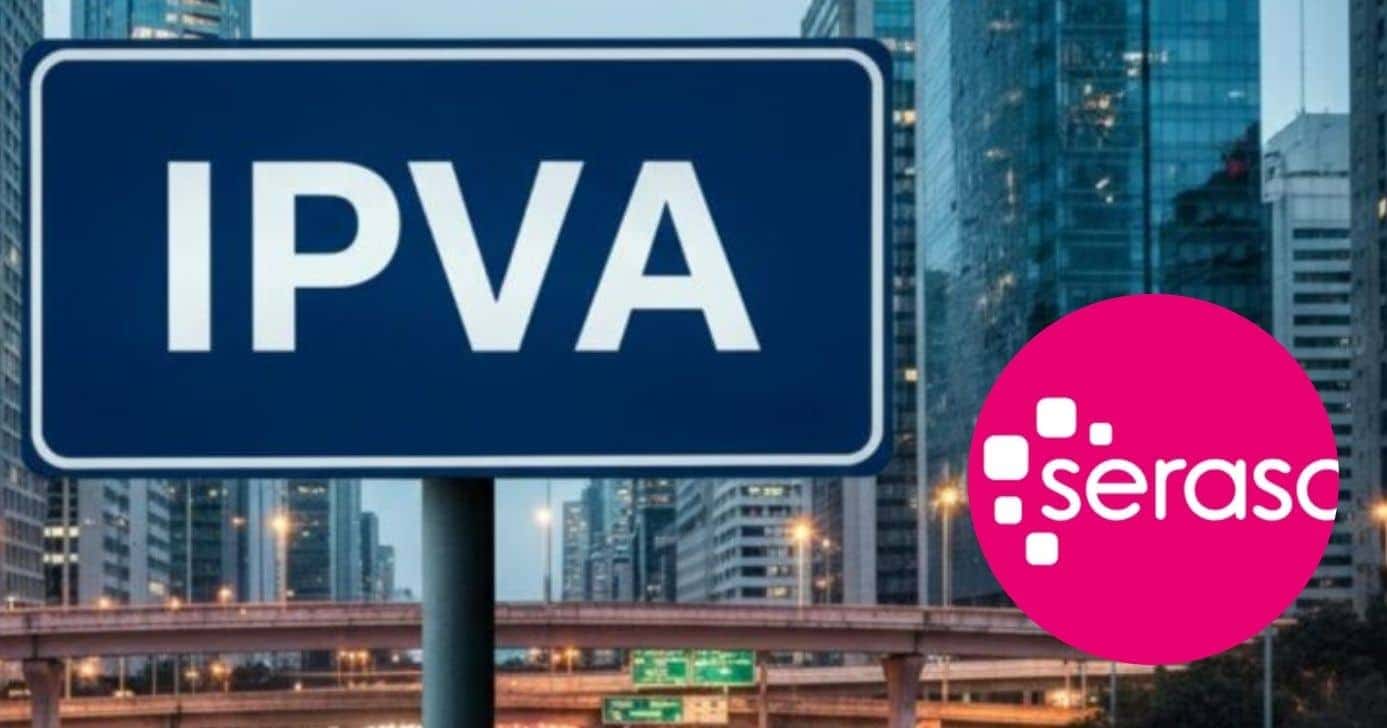Ilustração IPVA e logo Serasa (Foto: Montagem TV Foco / GMN / Internet)