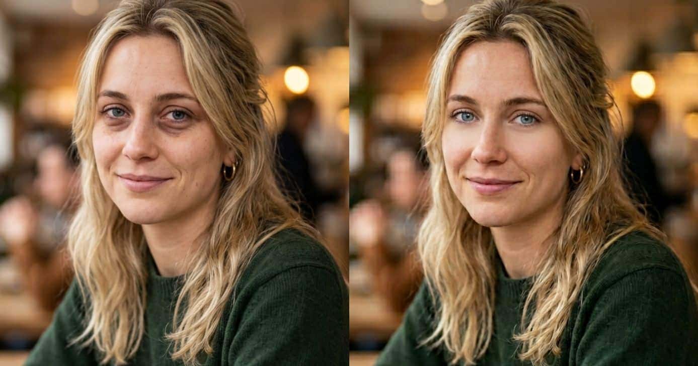 Ilustração antes e depois de olheiras (Foto: Montagem TV Foco / GMN)