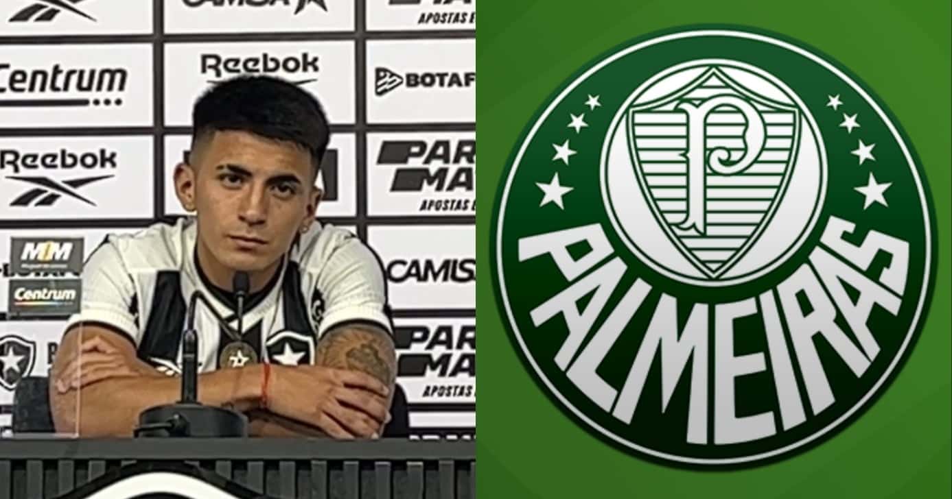Thiago Almada e escudo do Palmeiras (Foto: Reprodução/ YouTube)