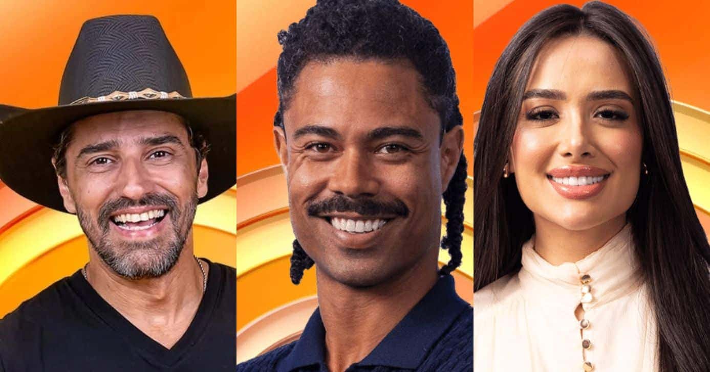 Alberto Cowboy, Breno e Jordana estão no paredão falso do BBB26 (Foto: Reprodução/ Internet)