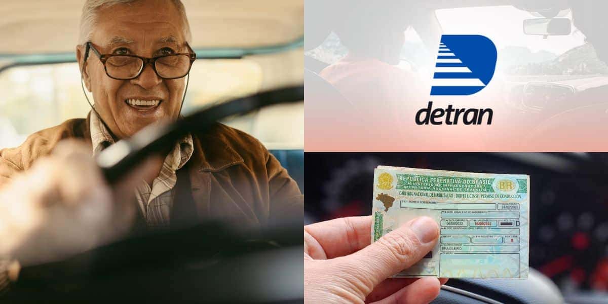 Detran com nova regra que isenta renovação da CNH para idosos 60+ (Reprodução: Montagem TV Foco)