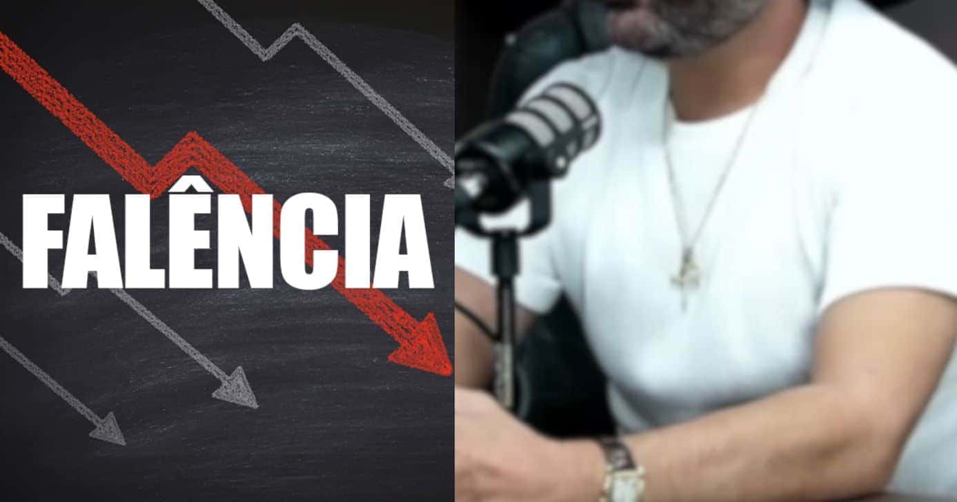 Ilustração de falência e cantor sertanejo (Foto: Reprodução / Canva / YouTube / Montagem TV Foco)