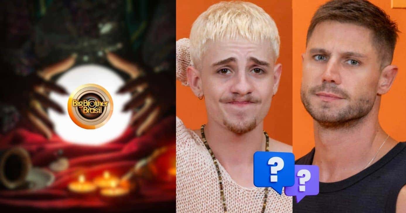 Ilustração de vidente e Juliano e Jonas no BBB26 (Foto: Reprodução / Canva / Globo / Montagem TV Foco)
