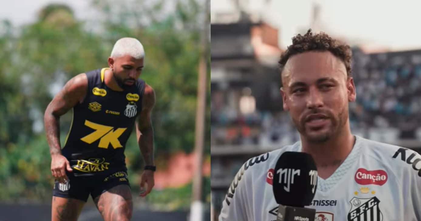 Gabigol e Neymar (Fotos: Santos TV)