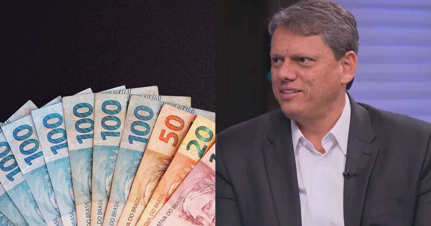 Ilustração auxílio e Tarcísio de Freitas (Fotos: Montagem TV Foco / Canva/ Globo)