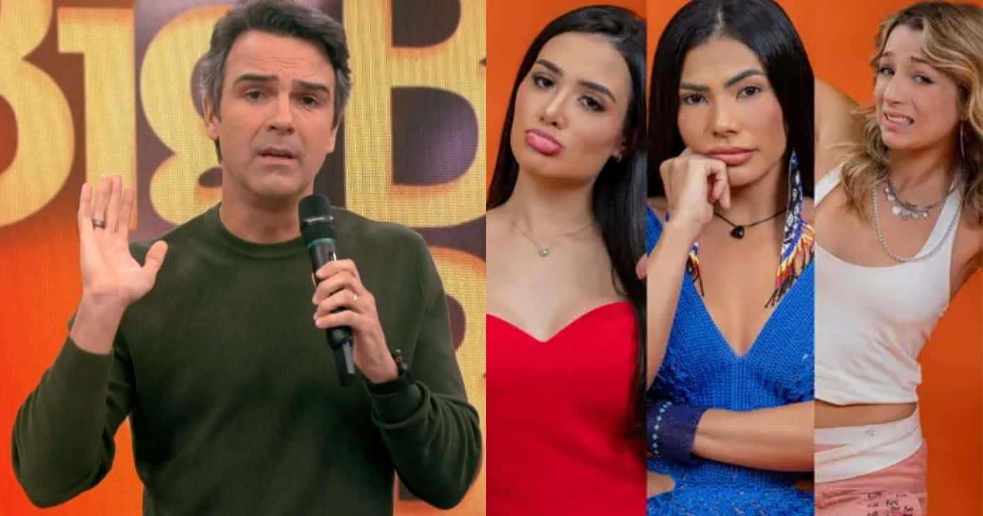 Tadeu Schmidt e emparedadas do BBB26 (Foto: Reprodução / Globo)